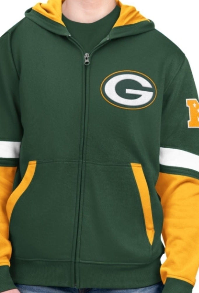 Green Bay Packers Officially Licensed NFL Hoodie Green, Yellow & White New